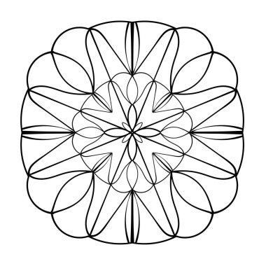 Mandala süsü. Dantel deseni daire şeklinde. Karalama çizimi. Vektör grafik tasarım ögesi.