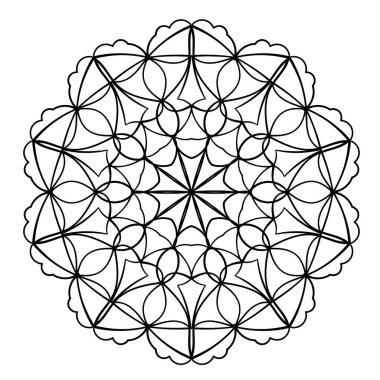 Mandala süsü. Dantel deseni daire şeklinde. Karalama çizimi. Vektör grafik tasarım ögesi.