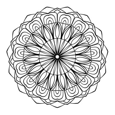 Mandala süsü. Dantel deseni daire şeklinde. Karalama çizimi. Vektör grafik tasarım ögesi.