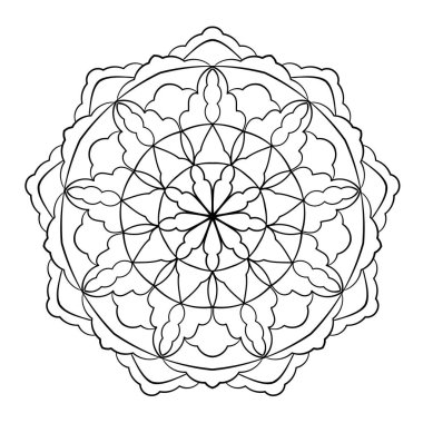 Mandala süsü. Dantel deseni daire şeklinde. Karalama çizimi. Vektör grafik tasarım ögesi.