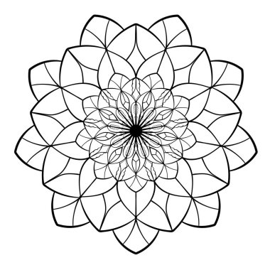 Mandala süsü. Dantel deseni daire şeklinde. Karalama çizimi. Vektör grafik tasarım ögesi.