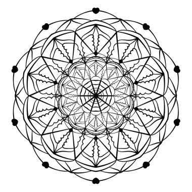 Mandala süsü. Dantel deseni daire şeklinde. Karalama çizimi. Vektör grafik tasarım ögesi.