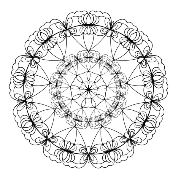 Mandala Prydnad Spetsmönster Cirkel Doodle Illustration Vektorgrafiskt Designelement — Stock vektor
