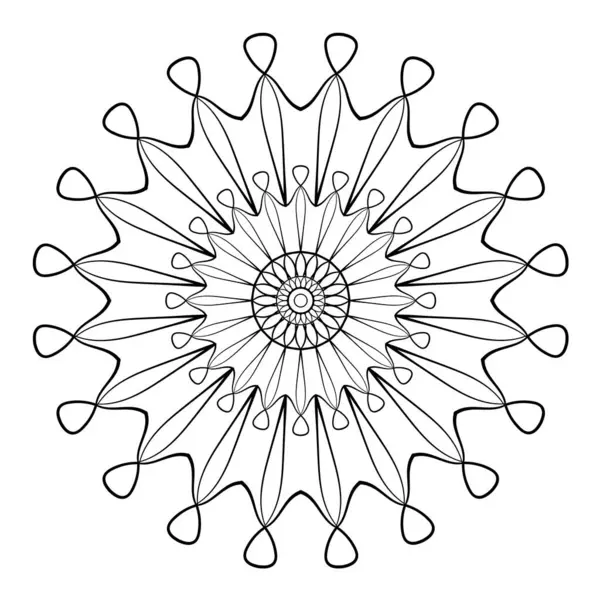 Decorativo Doodle Disegnato Mano Rotondo Elegante Ornamento Pizzo — Vettoriale Stock