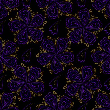 Soyut süslemelerle dolu renkli bir arkaplan. Kusursuz desen.