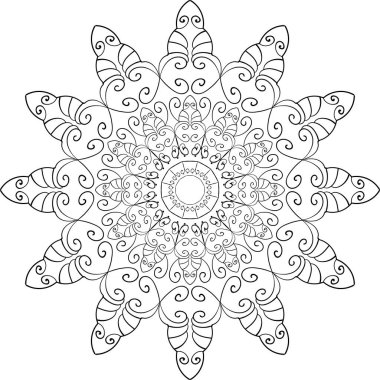 Çiçekli mandala deseni. Zarif dekoratif süs. Boyama kitabı sayfası.