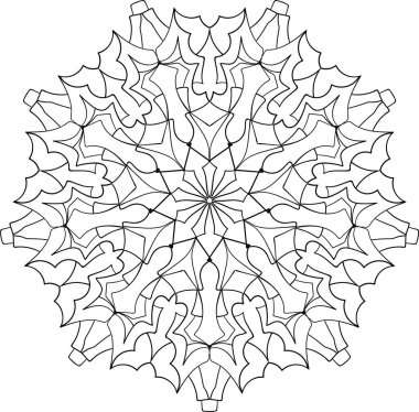 Dairesel desen. Zarif dekoratif süs. Boyama kitabı sayfası.