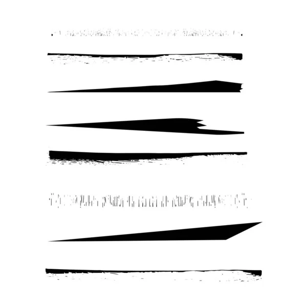 Set Hand Drawn Grunge Strokes Artistic Brushes Vector Illustration — Stock Vector