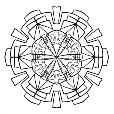 Soyut yuvarlak karalama mandala süsü. Vektör grafik tasarım ögesi.