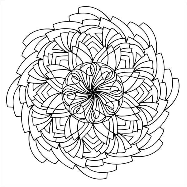 Абстрактный Круглый Каракули Мандала Украшение Элемент Векторного Графического Дизайна — стоковый вектор