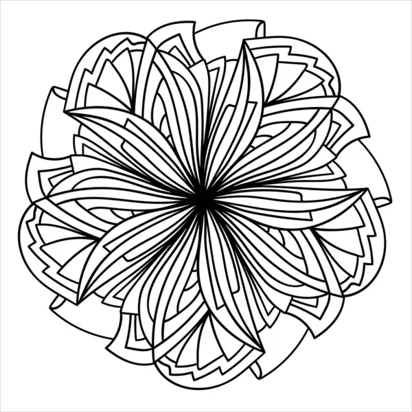 Абстрактный Круглый Каракули Мандала Украшение Элемент Векторного Графического Дизайна — стоковый вектор