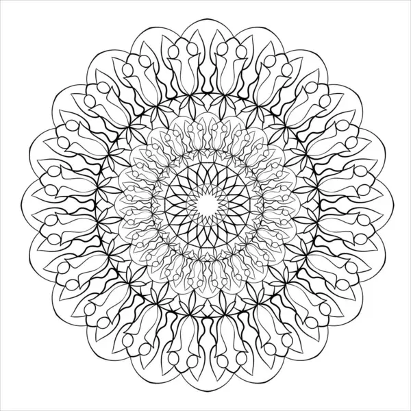 Abstract Rond Doodle Mandala Ornament Vectorelement Grafisch Ontwerp — Stockvector