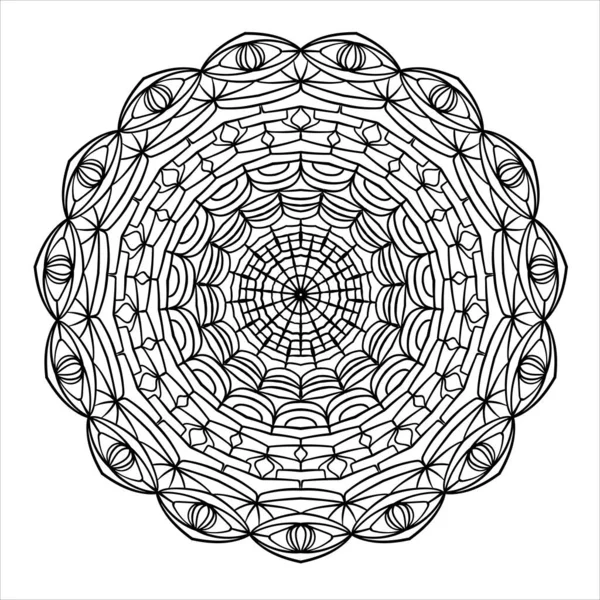 Abstrato Redonda Doodle Mandala Ornamento Elemento Design Gráfico Vetorial — Vetor de Stock