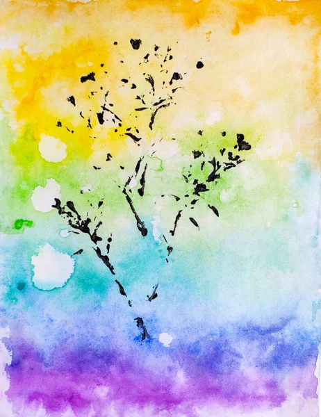 Kreatywna Ręcznie Malowana Faktura Nadrukami Roślinnymi Kolorowe Tło Papieru — Zdjęcie stockowe