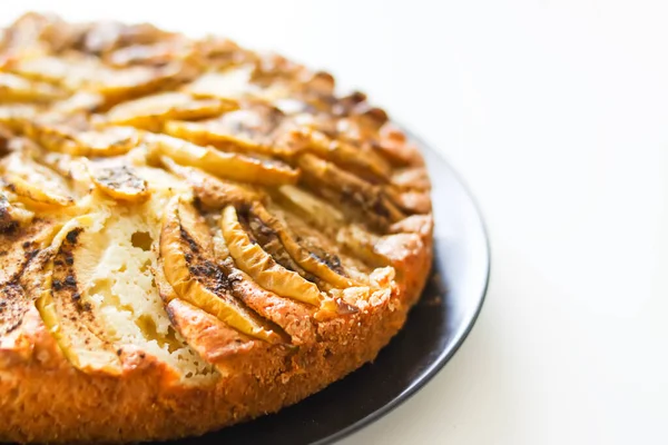 Homemade apple pie. Sweet dessert with cinnamon and fresh organic apple slices.