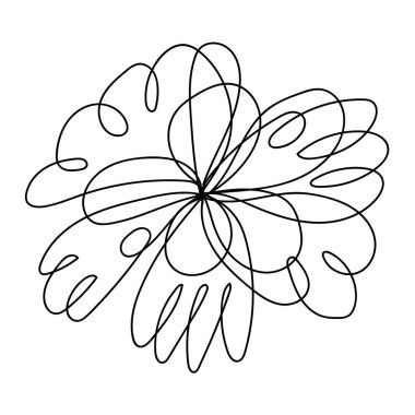 Karalama çizgisi çiçek çizimi. Vektör illüstrasyonu