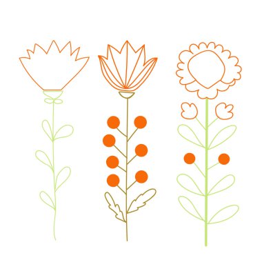 El çizimi çiçeğin vektör çizimi. Şirin karalama doğa elementi.