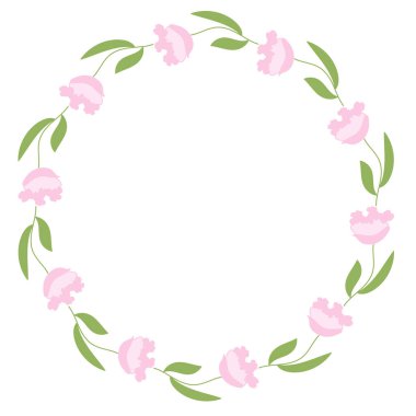 Beyaz arka planda çiçek çelengi. Vektör tasarım ögesi.