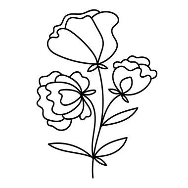 Minimalist çiçek vektör çizimi. Dekorasyon, çıkartma, tişört, ambalaj, tekstil, kumaş ve diğer şeyler için tasarım ögesi.