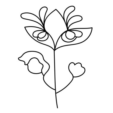 Minimalist çiçek vektör çizimi. Dekorasyon, çıkartma, tişört, ambalaj, tekstil, kumaş ve diğer şeyler için tasarım ögesi.