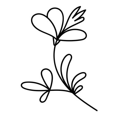 Minimalist çiçek vektör çizimi. Dekorasyon, çıkartma, tişört, ambalaj, tekstil, kumaş ve diğer şeyler için tasarım ögesi.