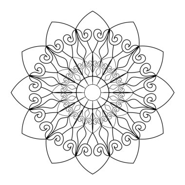 Boyama kitabı için mandala yuvarlak deseni. Dekoratif süs. Stres önleyici tasarım ögesi.