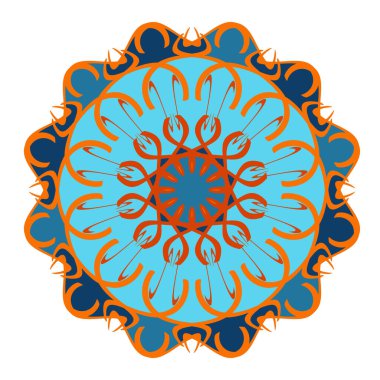 Mandala yuvarlak deseni. Dekoratif renkli bir süs. Stres önleyici tasarım ögesi.