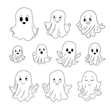 Şirin hayaletler. Vektör çizgi film karakteri çizimi.