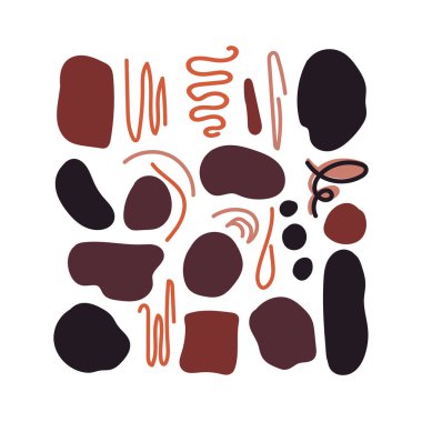 Damla şekilleri ve çizgiler. Vektör illüstrasyonu.