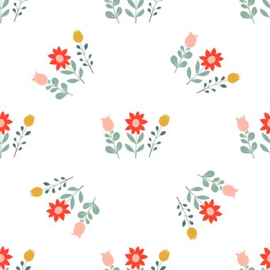 Moda minimalist tarzında sevimli bir yaratıcılık geçmişi var. Çiçek elementli vektör dokusu.