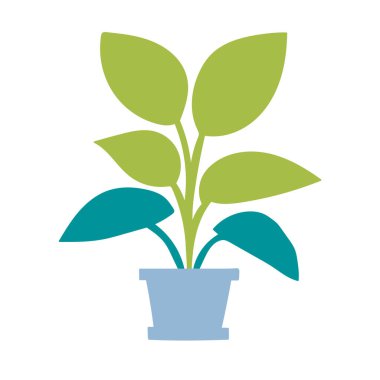 Çiçek saksısında bir ev bitkisi. Vektör tasarım ögesi.