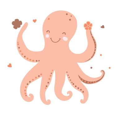 Funny octopus vector illustration. clipart