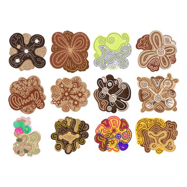 Soyut renkli karalama şekilleri seti. Vektör yaratıcı tasarım ögeleri.