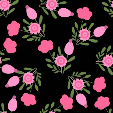 Kusursuz çiçek deseni. Bitkisel elementler ve nazik çiçeklerle modaya uygun minimalist tarzda renkli bir arkaplan.