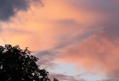 Yumuşak bulutlu günbatımı gökyüzü.