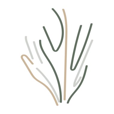 Düz vektör biçiminde el çizimi deniz çimi grafik elementi.