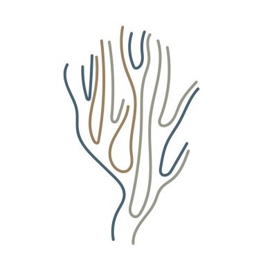 Düz vektör biçiminde el çizimi deniz çimi grafik elementi.