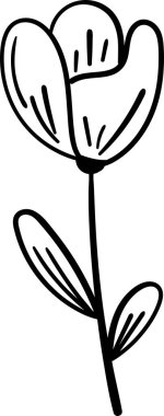 Dekoratif çizimler için zarif bir el çizimi çiçek elementi.