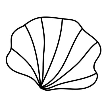 El yapımı deniz kabuğu, temiz siyah-beyaz vektör formatında. Doğa baskıları, markalaşma ve deniz çizimleri için ideal..