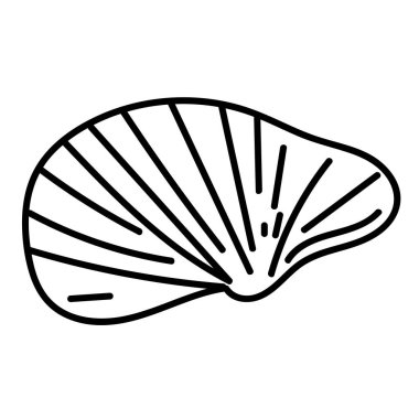 El yapımı deniz kabuğu, temiz siyah-beyaz vektör formatında. Doğa baskıları, markalaşma ve deniz çizimleri için ideal..