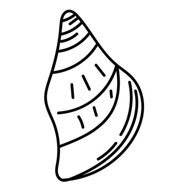 Zarif bir çizgi sanat tarzında deniz kabuğunun minimum vektör çizimi.