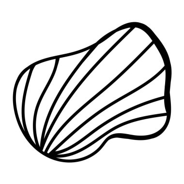 Temiz vektör çizgileri olan organik deniz kabuğu çizimi. Sahilden esinlenilmiş kabuk taslağı.
