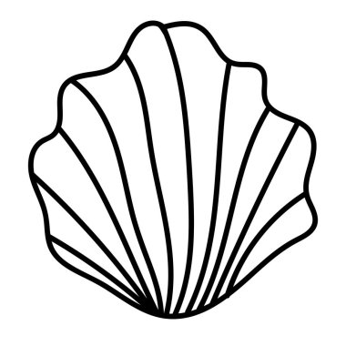 Yüksek kalite vektör biçiminde tek çizgi deniz kabuğu çizimi.