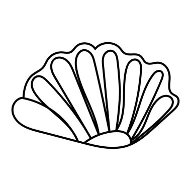 El yapımı deniz kabuğu, temiz siyah-beyaz vektör formatında. Doğa baskıları, markalaşma ve deniz çizimleri için ideal..