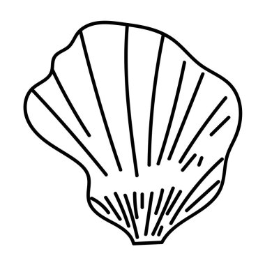 El yapımı deniz kabuğu, temiz siyah-beyaz vektör formatında. Doğa baskıları, markalaşma ve deniz çizimleri için ideal..