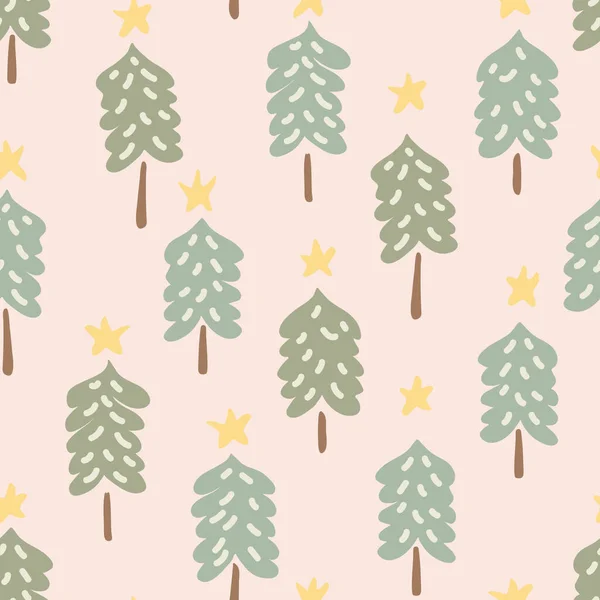 Einfache Und Niedliche Überbacken Weihnachtsbaum Mit Stern Winter Farbpalette Von — Stockvektor