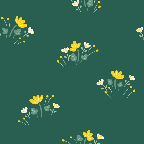 Jolies Jolies Petites Fleurs Disposées Pour Créer Belles Taches Florales — Image vectorielle