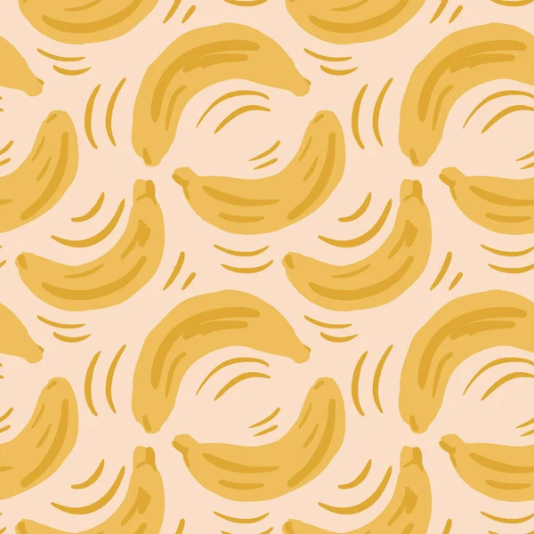 Carino Dipinto Mano Banane Che Cadono Diagonalmente Una Tavolozza Colori — Vettoriale Stock