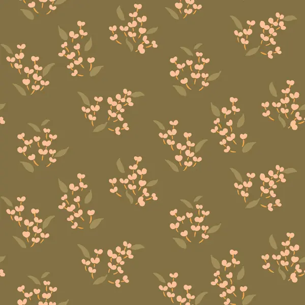 Abstracte Hartvormige Bloemen Vormen Een Prachtig Patroon Met Perzik Oranje — Stockvector