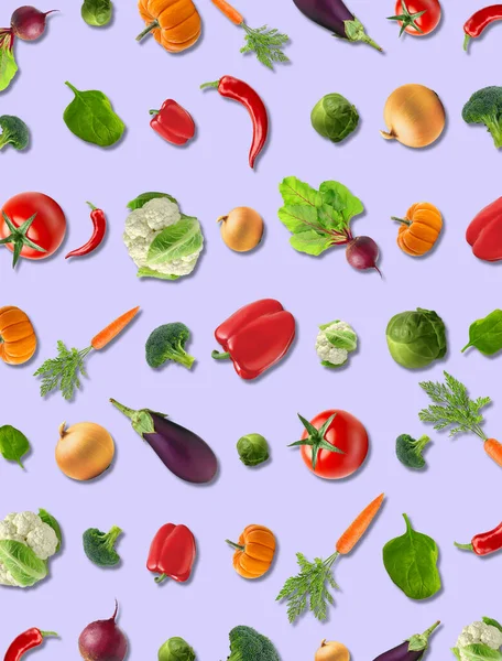 Patrón Varias Verduras Concepto Comida Fresca Cruda Piso Con Espacio — Foto de Stock
